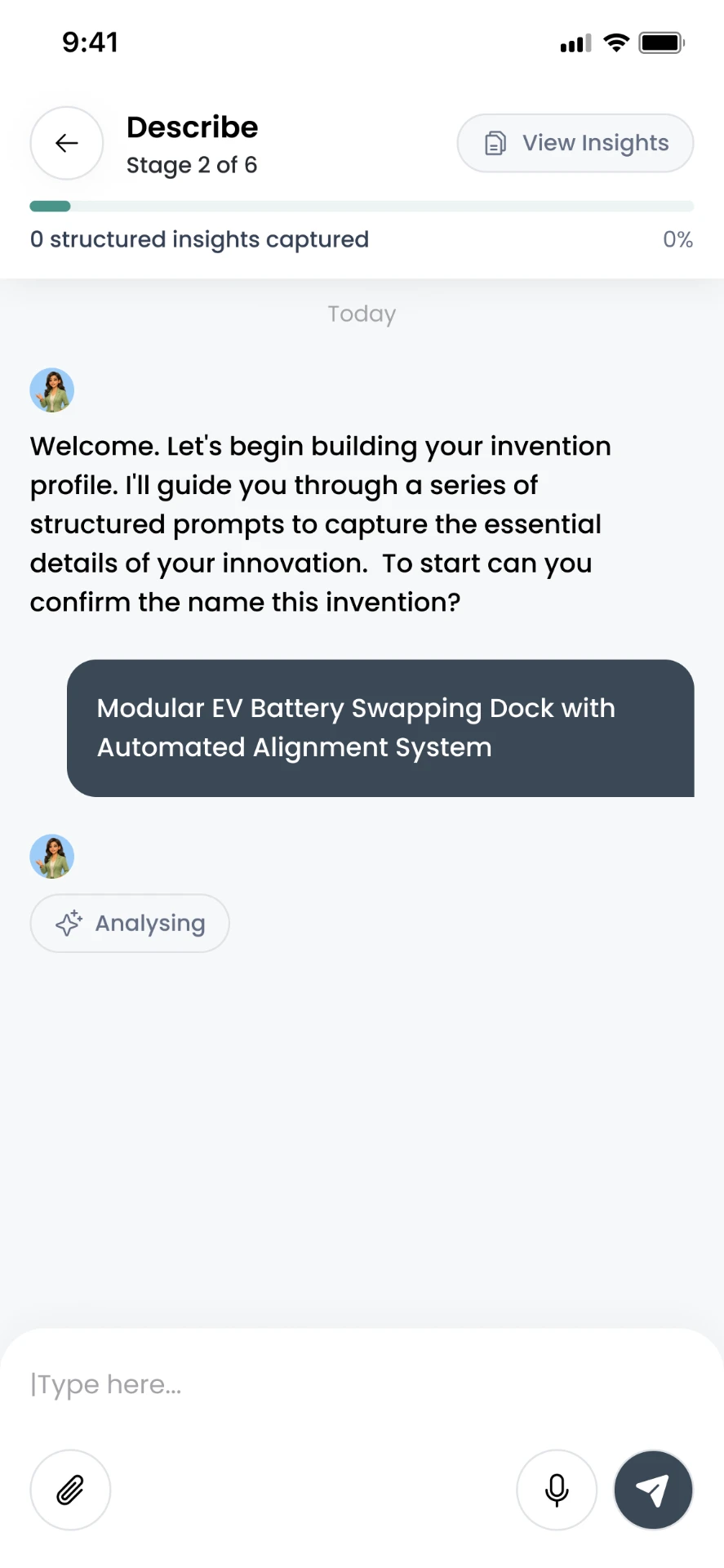 Clear IP app — Idea Capture screen