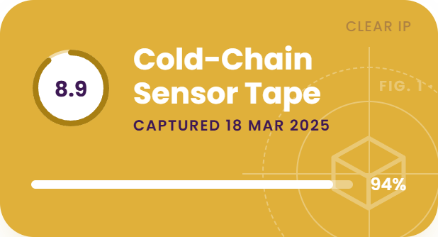 Clear IP idea card — ready to patent